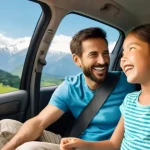 자동차 리스와 할부 비교 - **Prompt:** A cheerful young family, consisting of a mother, father, and two children (a boy and a g...