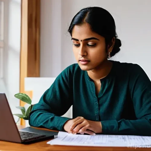 Home 25 캐피탈 대출 연체 시 대처 - **Prompt:** A young Bengali woman in her late 20s sits at a wooden dining table in her cozy, well-li...